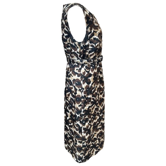 SOLD‼️Talbots Leopard Print Sleeveless Midi Silk Belted Pencil Dress - Picture 4 of 7